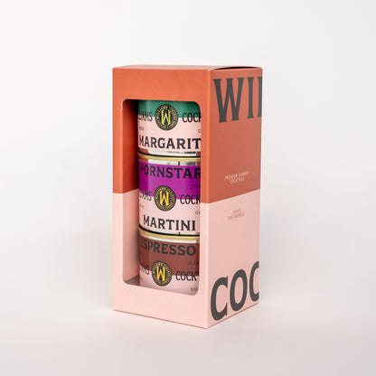 Cadeau verpakking met 3 cocktails (Margarita, Pornstar Martini, Espresso Martini)