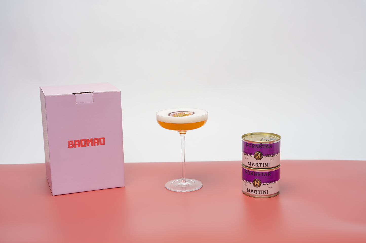 1 BaoMao cocktailglas + 2 Pornstar Martini's